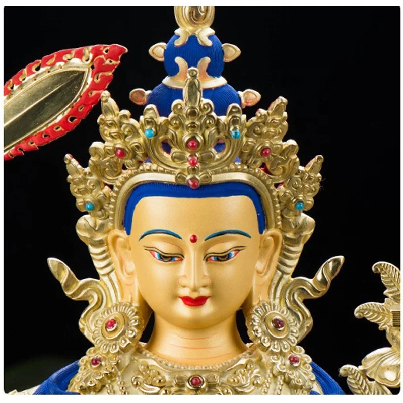 Casting Bronze Golden Buddha Statues Decorative Manjushri Buddha Figurine Religious Art Collectible Small Buddha Statue