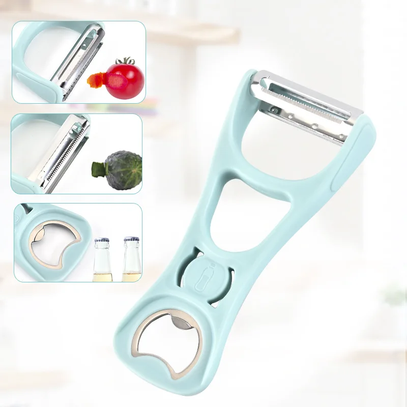 Home and Kitchen Accessories Gadget Double Sided Multifunction Bottle Opener Fruit Vegetable Tool Peeler Customized Logo
