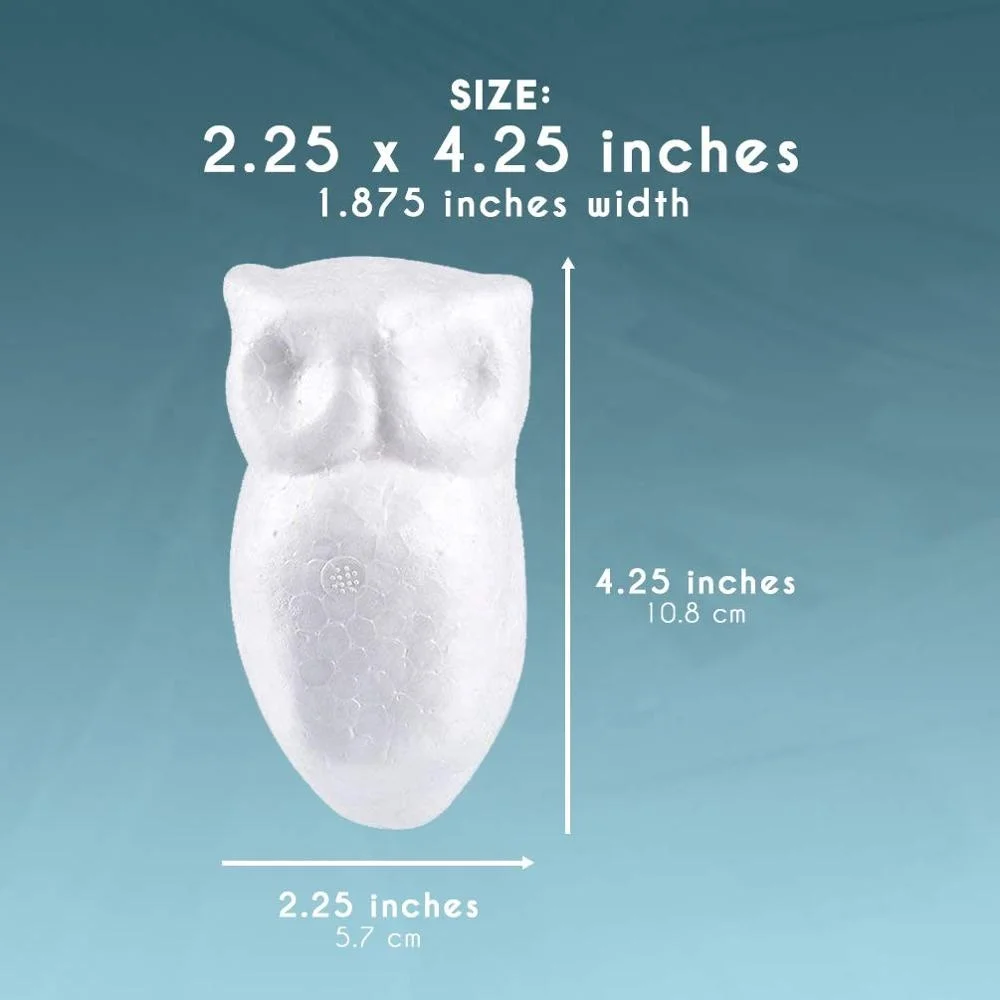 Factory Direct Selling Craft Foam  Owl Shaped Styrofoam  For DIY Crafts Project, Kids Art Class, White Polystyrene Foam