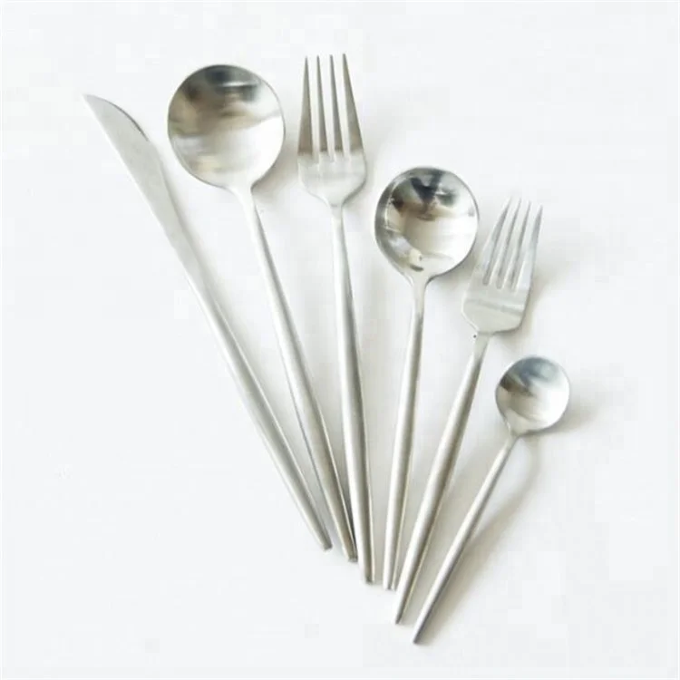 Pointed Tail Elegant Design Portugal Style Silver Knife Spoon Fork Flatware Set