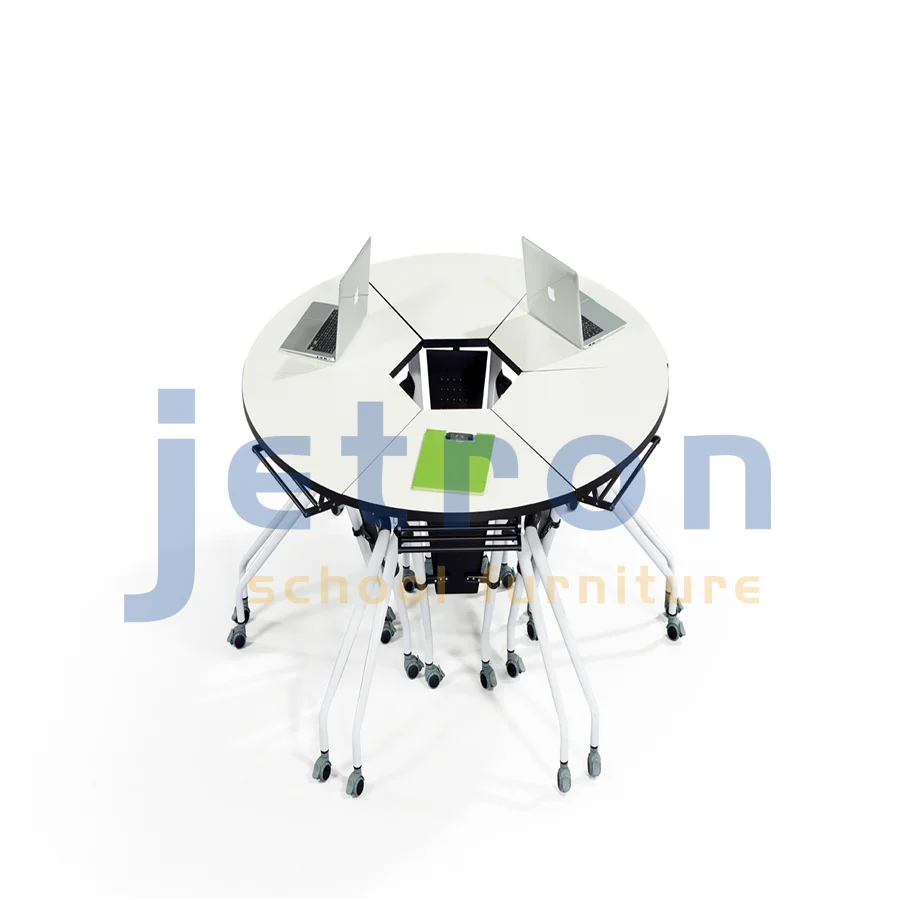 
Sturdy and convenient fan-shaped foldable wood table splicing 