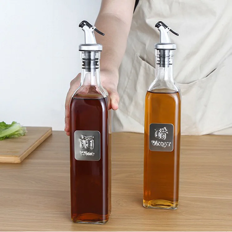 Oil Dispenser Kitchen Storage Bottles & Jars Good Sealing High Borosilicate Glass Multifunction Square Modern Kitchenware CN;HEB