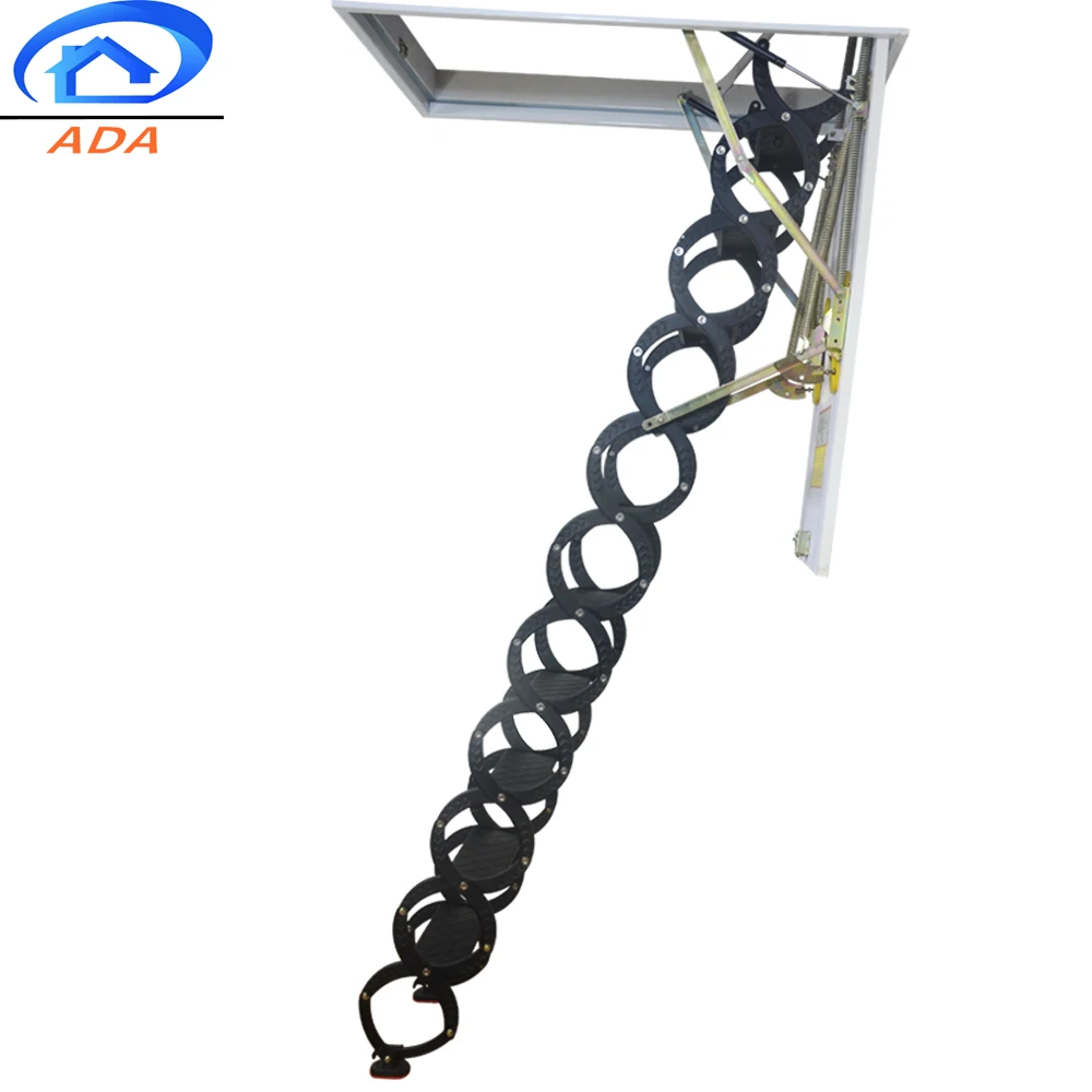 Compact Carbon steel Widening Concertina Loft Stairs