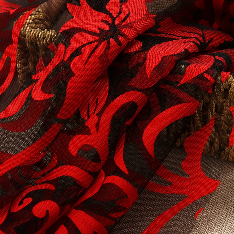 
Wholesale sexy bright red flowers high quality breathable burnt fabric for dress 