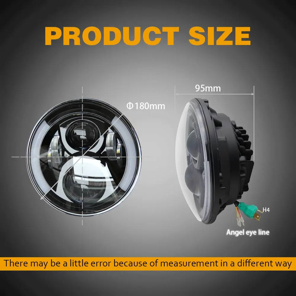 Auto LED Lights Dual Color Halo Ring Angel Eye 12V 24V Car and Truck Round Auto DRL 7 Inch Led Headlight