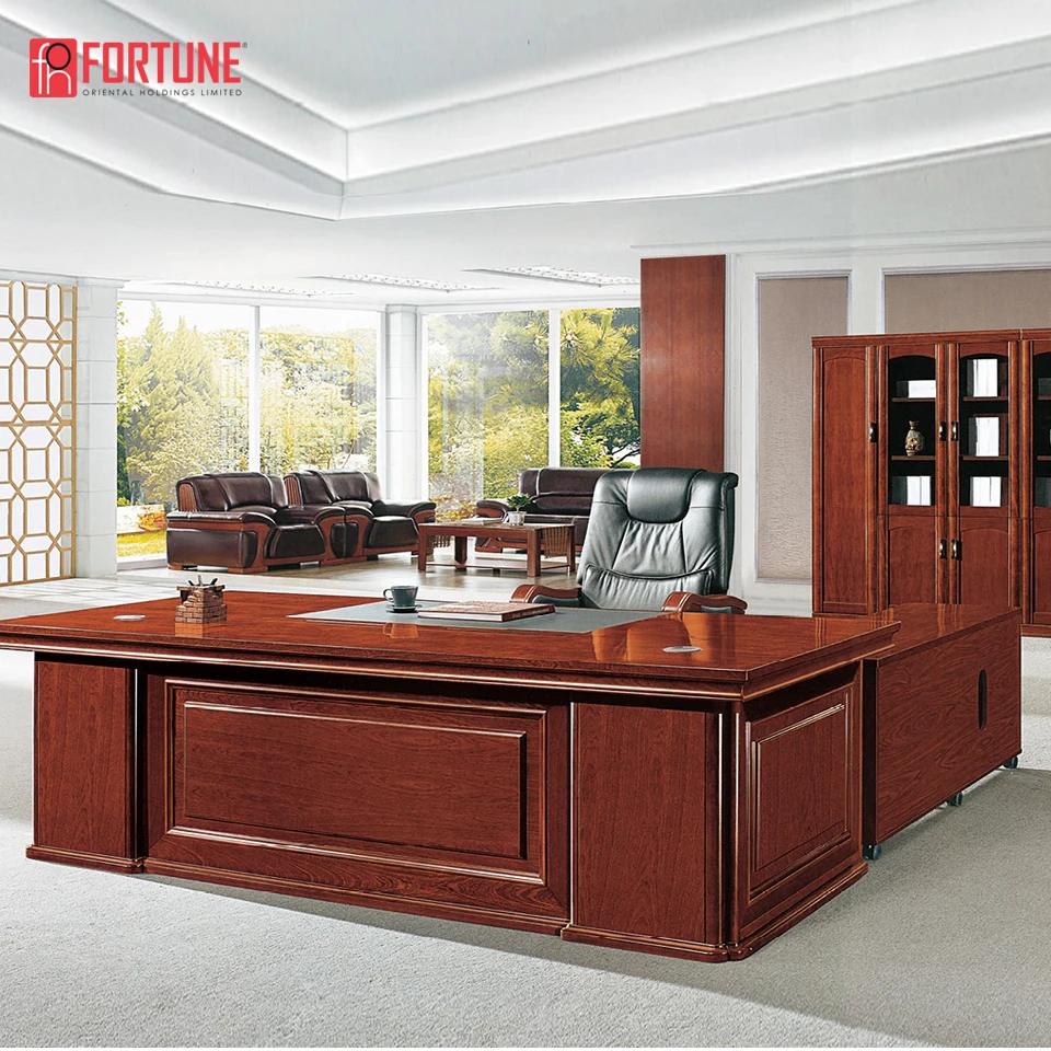 Simple modern office design light walnut wood office desk
