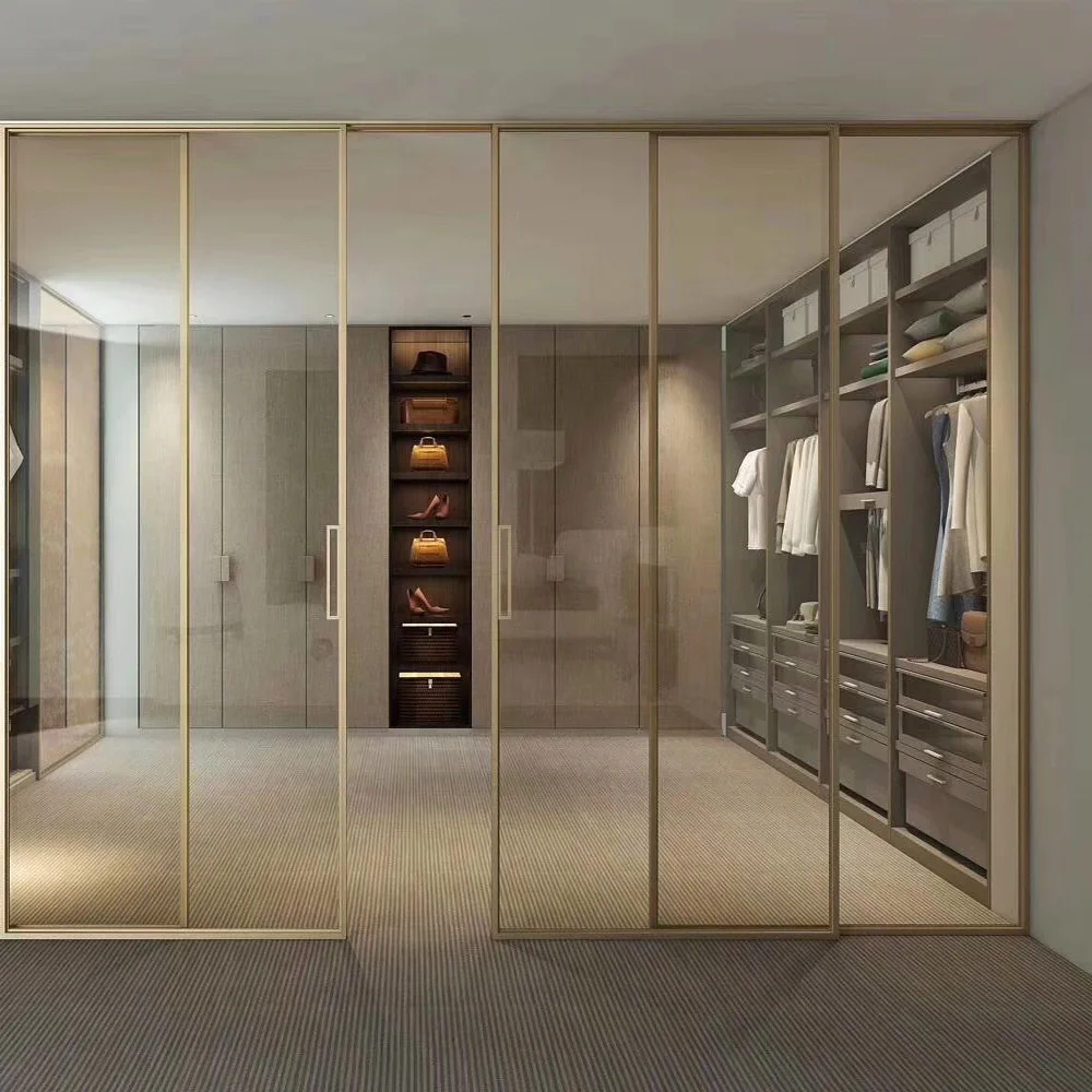  Home Furniture Modern Style Frosted Glass/Mirror Closets Wardrobe Sliding