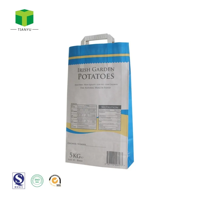 10kg Vegetable Potato onion Packaging Bag Paper bag with handle mesh net window Potato bags
