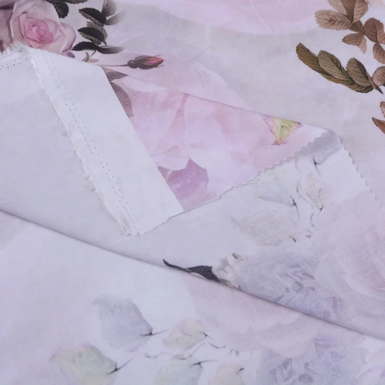 Keqiao wholesale market 30X30 woven 100% rayon plain satin flower print fabric