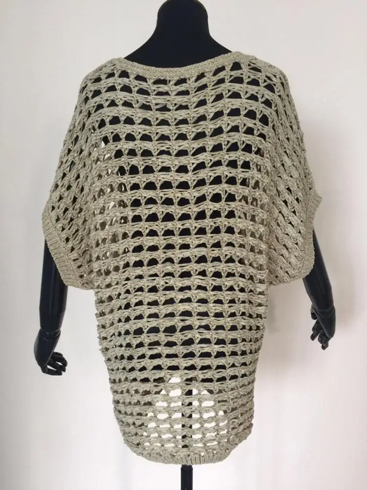 
2019 Summer latest women large size knitted loose pullover oversize hollow out sweater 