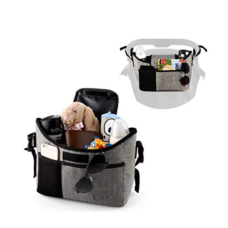 New Arrival Large Capacity Diaper Bag Double Layers Stroller Organizer with 2 Deep Cup Holder