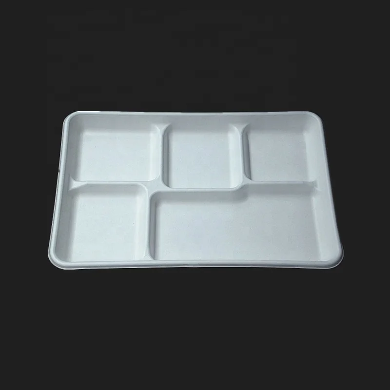 biodegradable cheap bamboo big five compartment tray/dinnerware sets