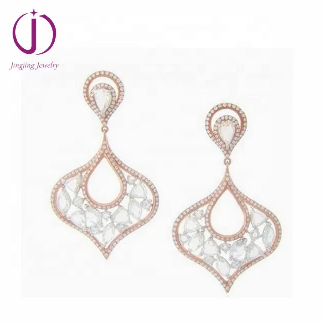 wholesale18k gold jewelry sterling silver 925 micro pave cz hollow out earring