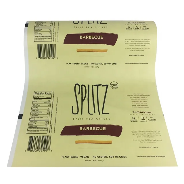 Custom printed matte laminating pouch metalized film barbecue bag food grade mylar plastic food packaging film roll