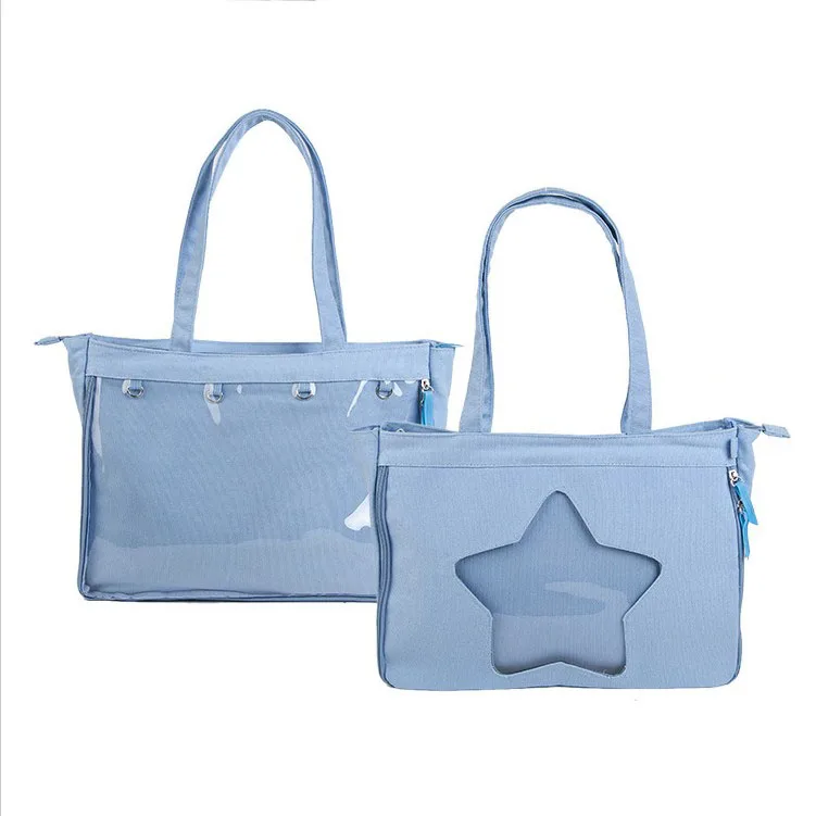 
Custom Transparent Heart Window Tote Bags Ladies Shoulder Bag Fashion Canvas custom ita bag 