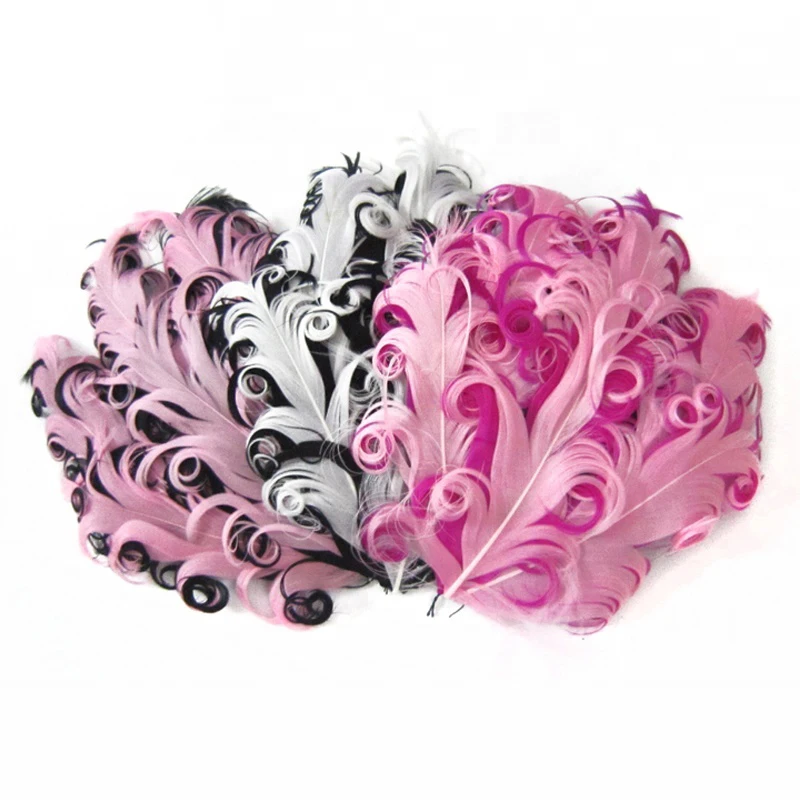 Fashion Multi-Color Curly Goose Feather Pads for Kids Cushion Pads Headbands Hair Accessories