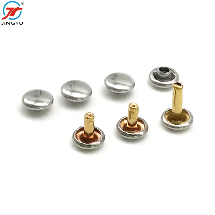 High Quality Sample Free Round Different Size Leather Double Cap Brass Studs Rivet