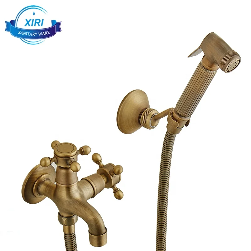 Classic Antique Brass Bathroom Shower Faucet Set with Muslim Handheld Bidet SF422