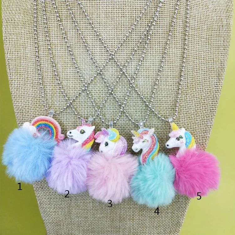 Fashion 5 Colors unicorn party favors kids unicorn necklace