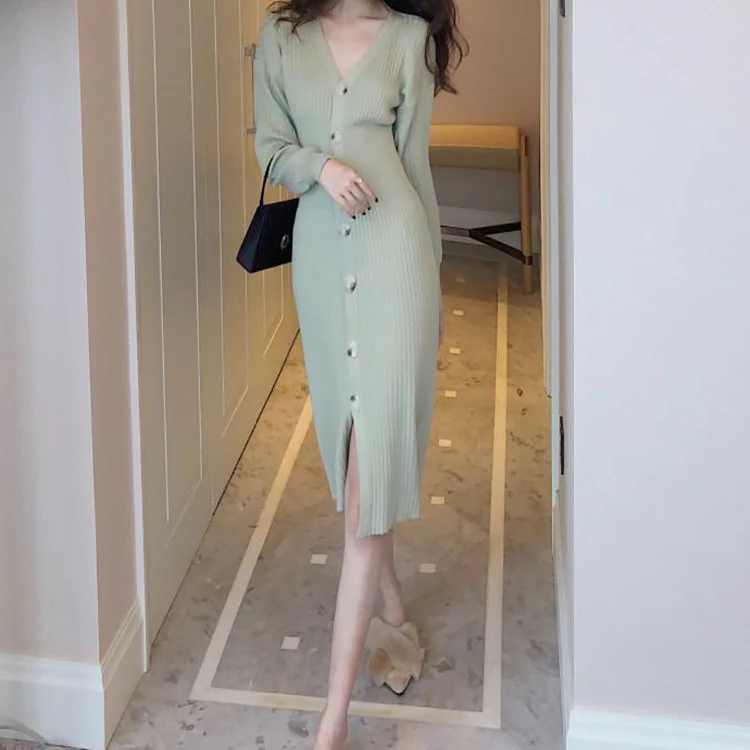 Beautiful Warm Winter Fashion Style Clothes Dress Long Sleeve Sweater Dress