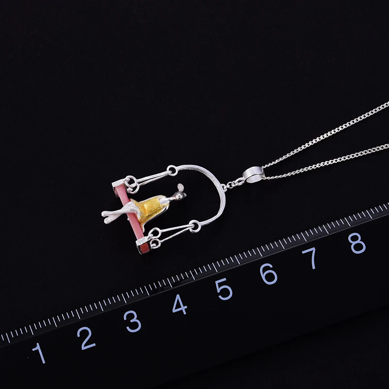 Pink Shell Miss Rabbit Pendant 925 Handmade Silver Jewelry