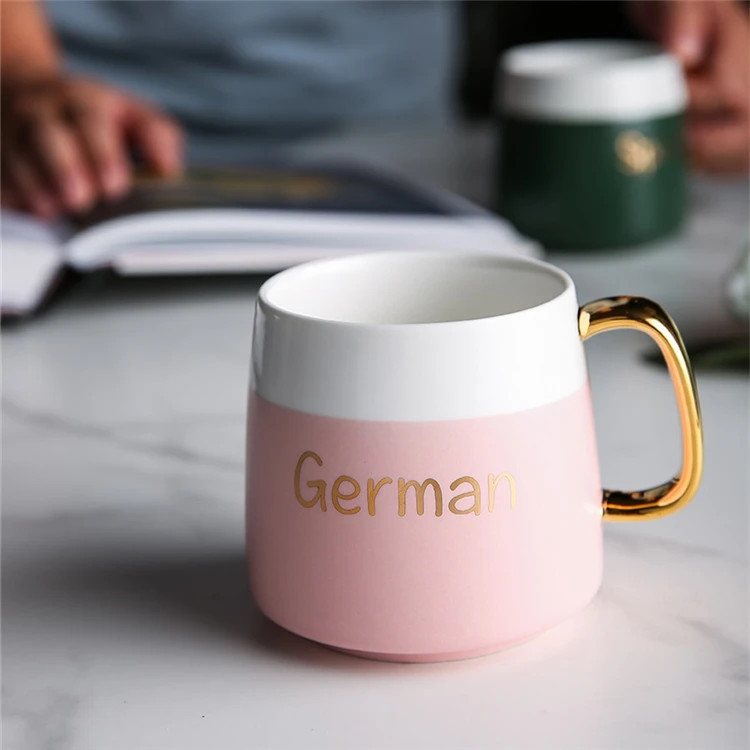 China supplier customized golden logo personalized stoneware coffe mug