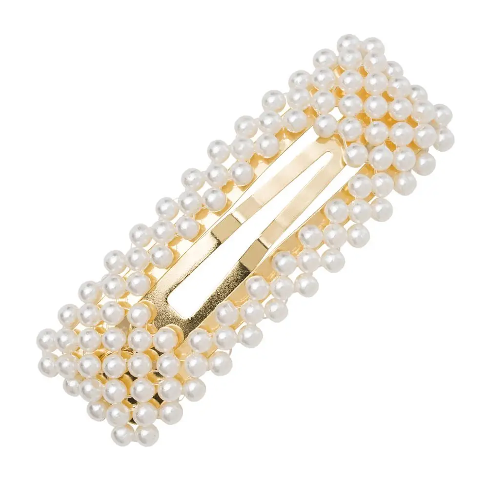 Trendy Fancy Blonde Brazilian  Made In China  Wholesale Square Big  Pearl Hair Clips Bow Springs And Summer