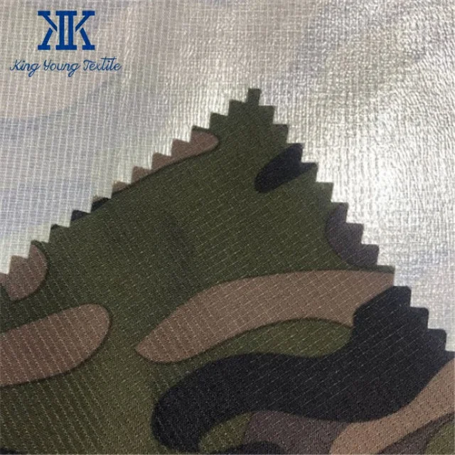 TPU bonded woven breathable fabric / custom digital camouflage printed ripstop RPET polyester tpu fabric