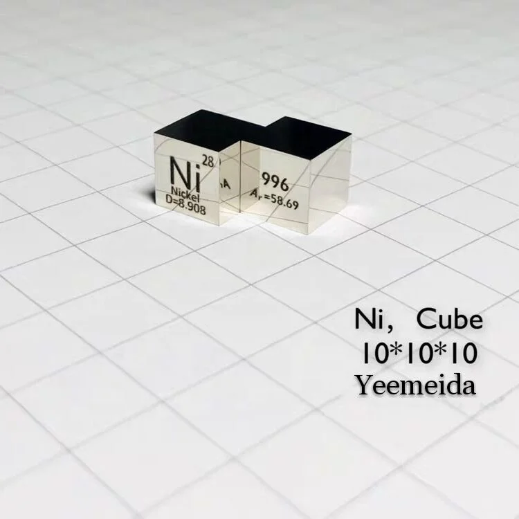 MIRROR POLISHED 99.6% High Purity Nickel Metal Ni Carved Element Periodic Table 10mm Cube