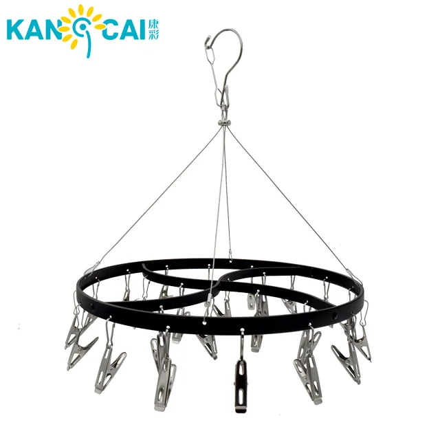 Анти ржавчина черный металл висит носок сушилка вешалка с 24 зажимы