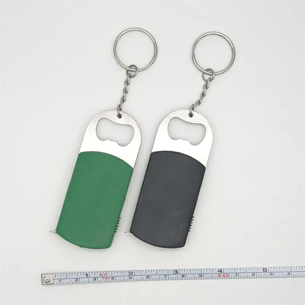 Multi function stainless steel key chain bottle opener LED light key chain with tape measure