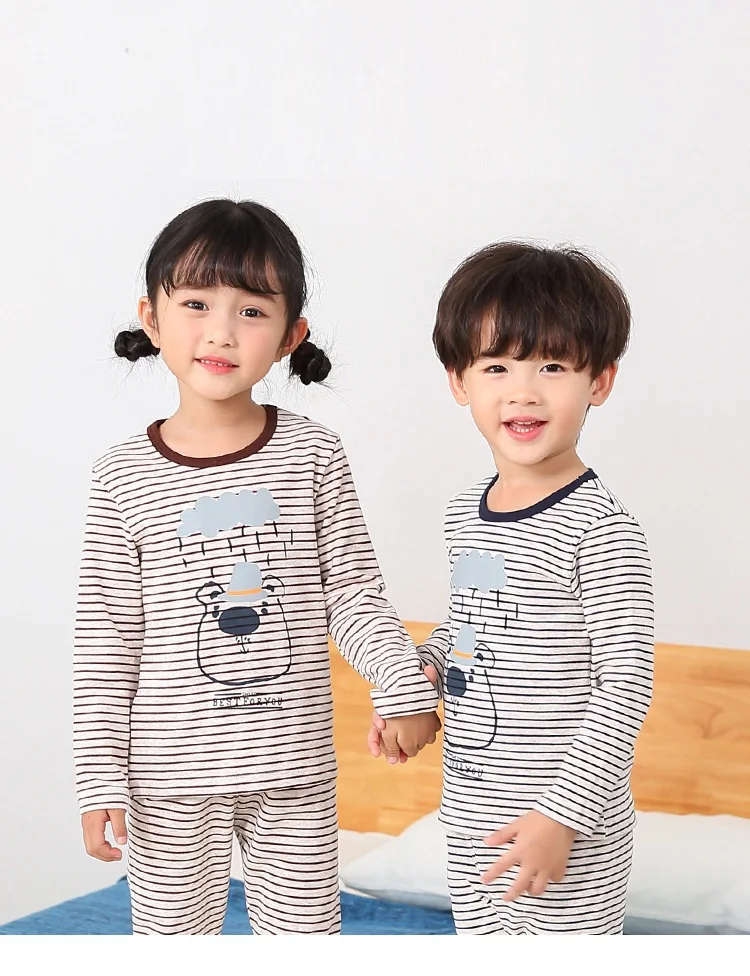 Classic Round Neck Long Sleeves Fashion Cotton Kids Pajamas