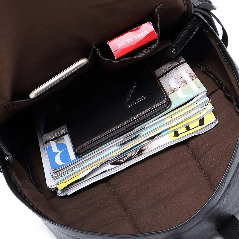 Custom casual mens daily pack PU leather laptop backpack bags for commuting