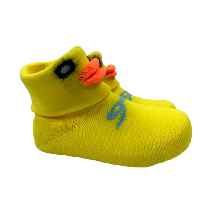 Hot style yellow cartoon cute baby knitted kids sock shoes upper