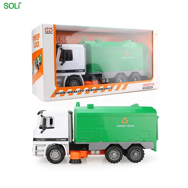 Promotional Cleaning Garbage Sweeping Turned Over Car Funny Diecast Truck Toy Road Sweeper Model