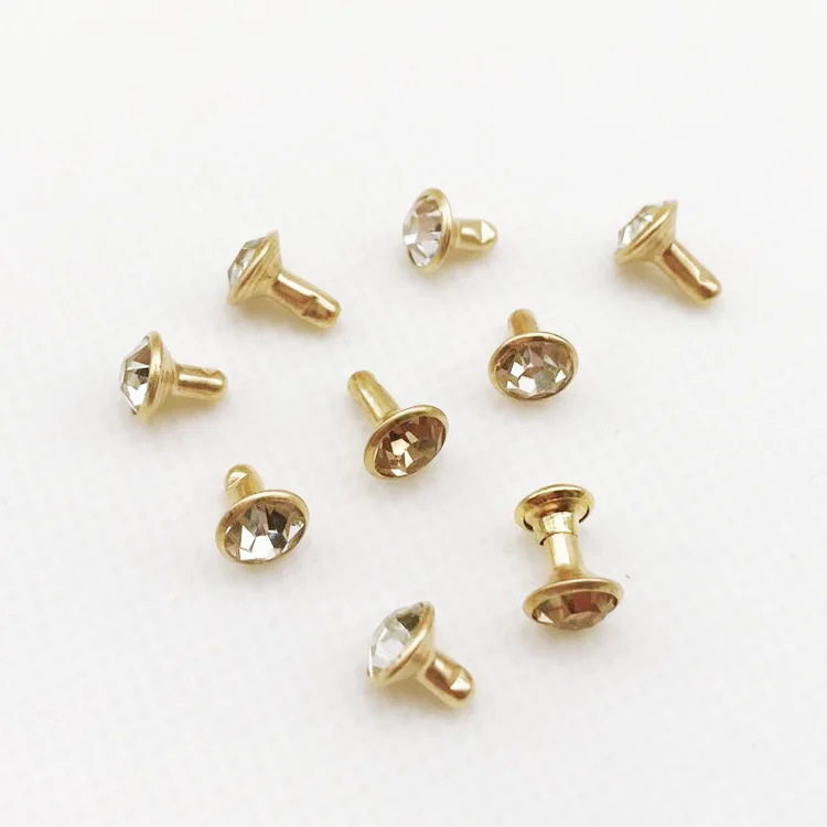 Custom High Quality Metal Button With Rhinestone Pearl Rivet Garment Button For Jeans