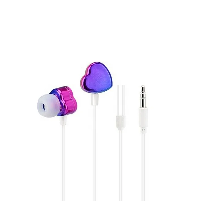 
OEM/ODM New Creative Design Womens Fashion Bling Heart Star Shape Colorful ABS Music Stereo Wired Earphones 