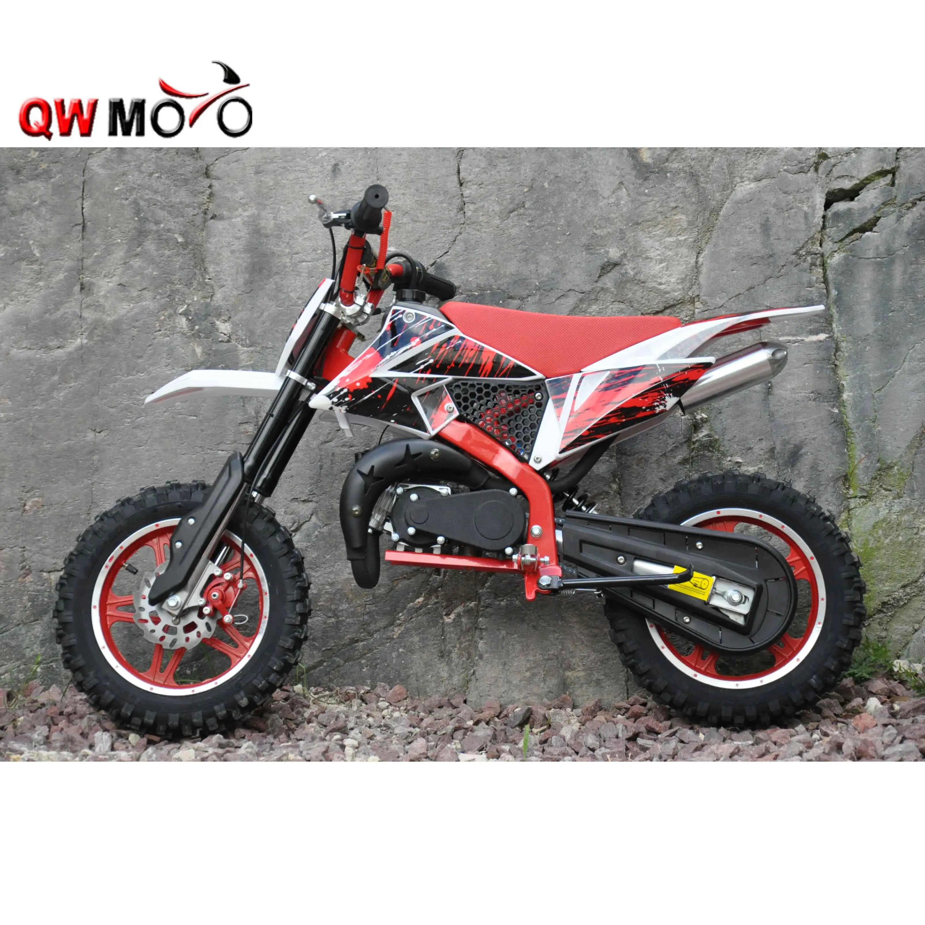 QWMOTO 2019 new 2-Strokes Mini Dirt Bike 50cc Pull/Electric Start 49cc  Mini Cross Bike Kids Mini Moto