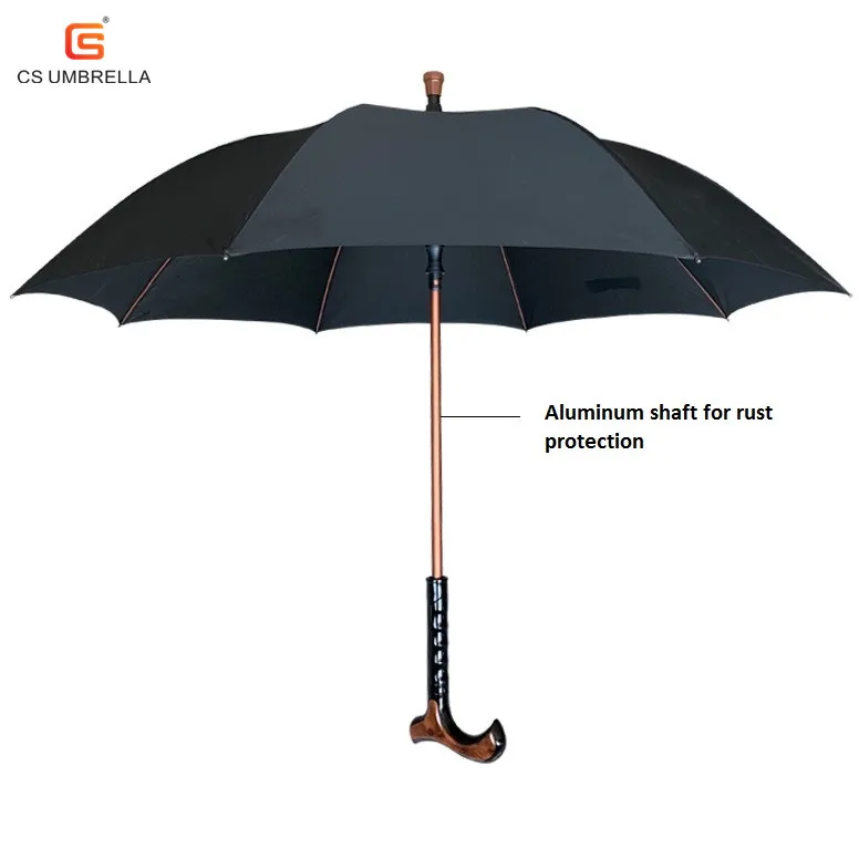 YS-1044 Walking Stick Design Umbrella Cane Crutch Anti Skid Aluminum Shaft Ergonomic Handle Umbrella