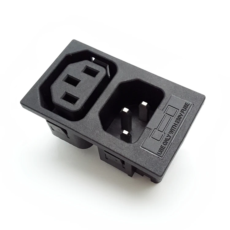 Высококачественный входной разъем переменного тока C13 и C14 розетка переменного тока с предохранителем 3 контакта двойная розетка