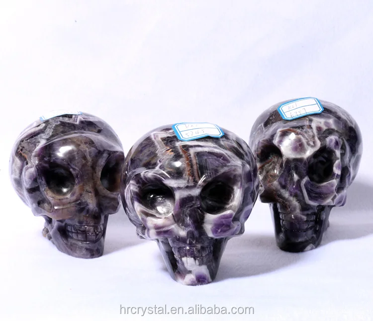 Wholesale Natural Rock Chevron Amethyst Alien Crystal Skulls for Decoration