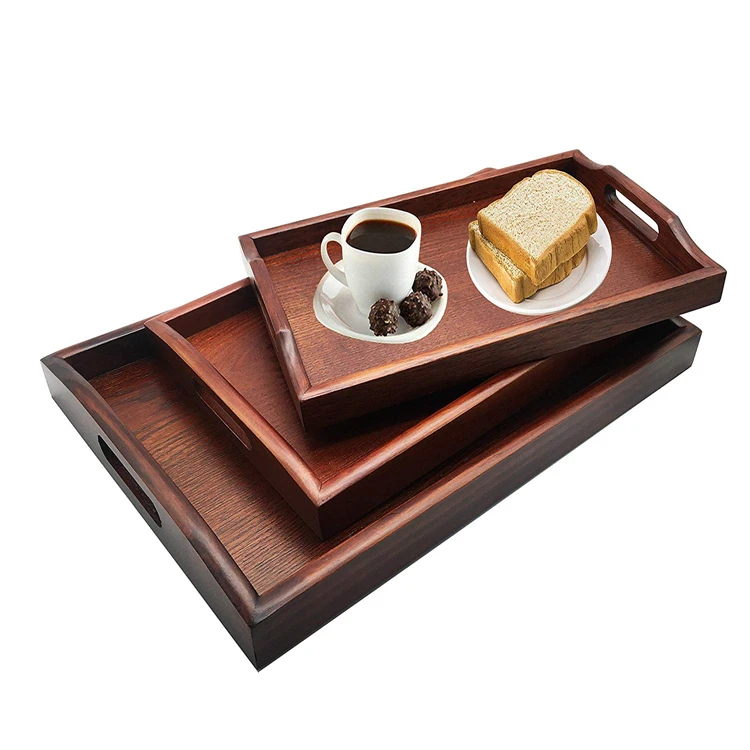Custom Decorative Rectangular Wood Dinner Food Tray