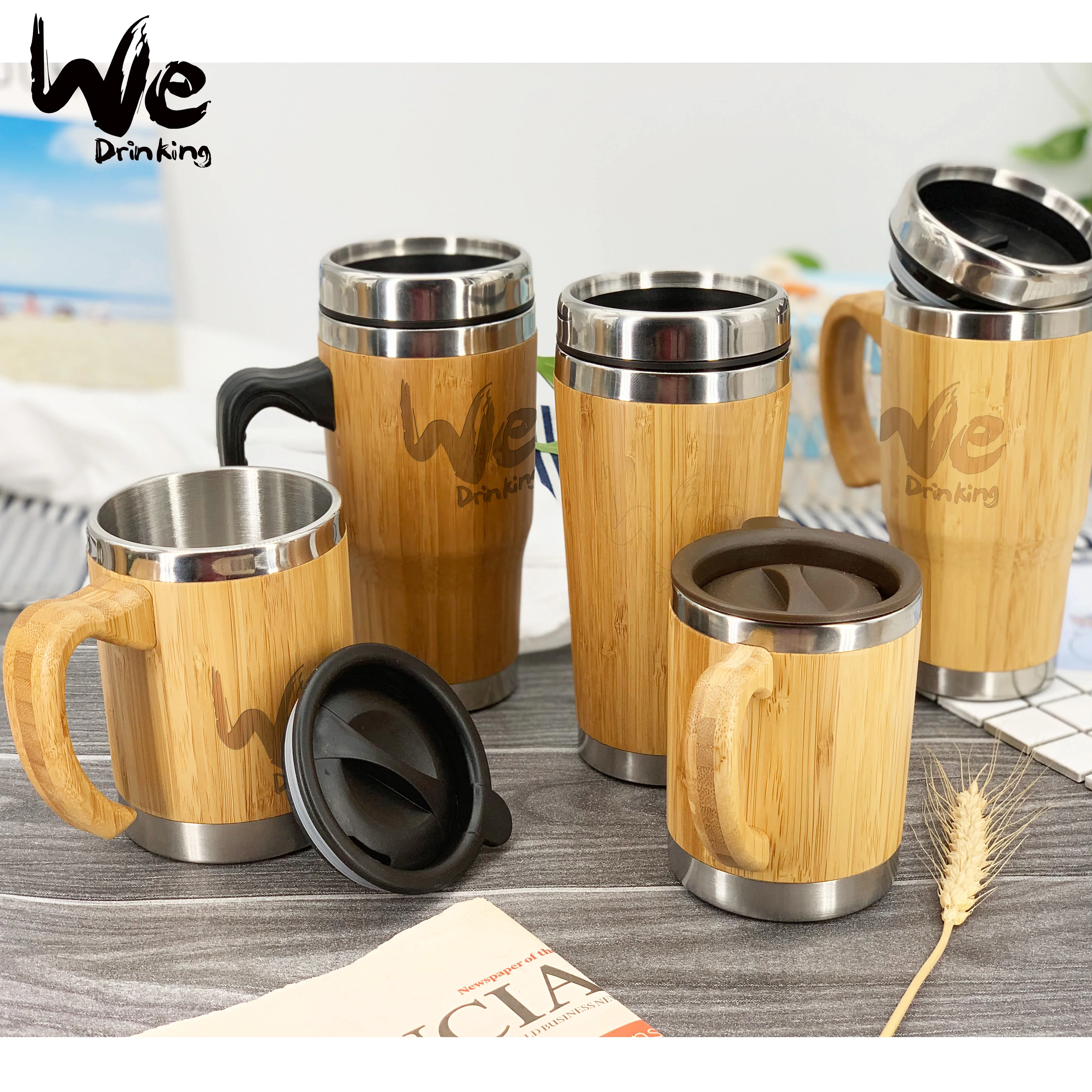BM01 490ml 17oz Original  Reusable Bamboo Tea Cup with 18/8 Stainless Steel Inside