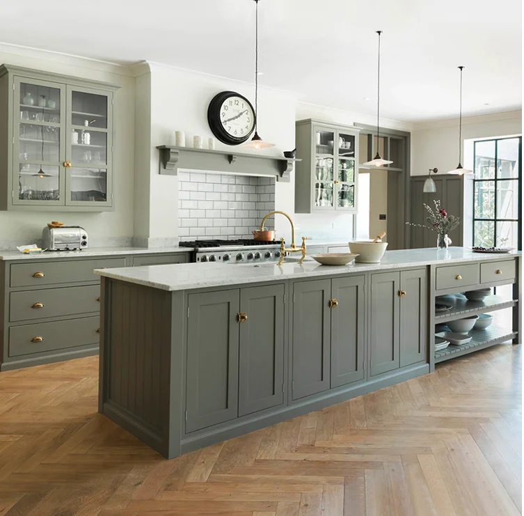 Solid Wood New Classic Style Design Cuisine Moderne Cupboard Kitchen Cabinet Set