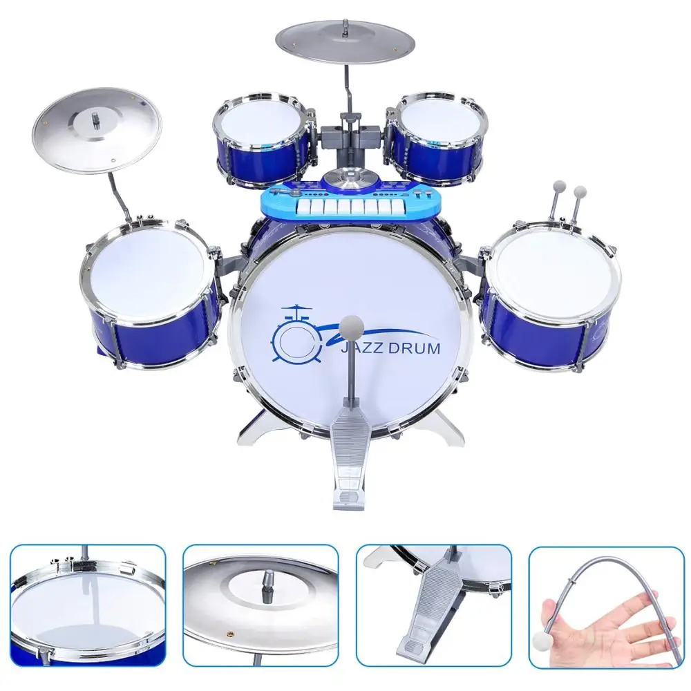 Piano Drum Set Toy - Electronic Rock Drum with Keyboard for Kids, Musical Piano Drum Instrument with Keys,Demo Songs,DJ Features