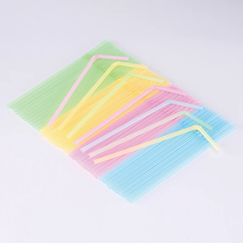 Custom Slanted Plastic Milk Bubble Tea Milkshake Smoothie Drinking Straws Jumbo Plastic Straws Individually Wrapped Logo Printed