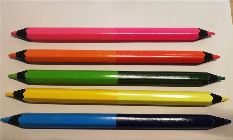 Pre Sharpened 7 Inch Jumbo size black wood double Side Bi color black wood color pencils