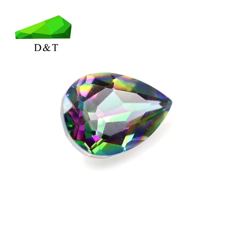 wholesale natural stone  mystic white topaz  pear cut loose gemstone for jewelry