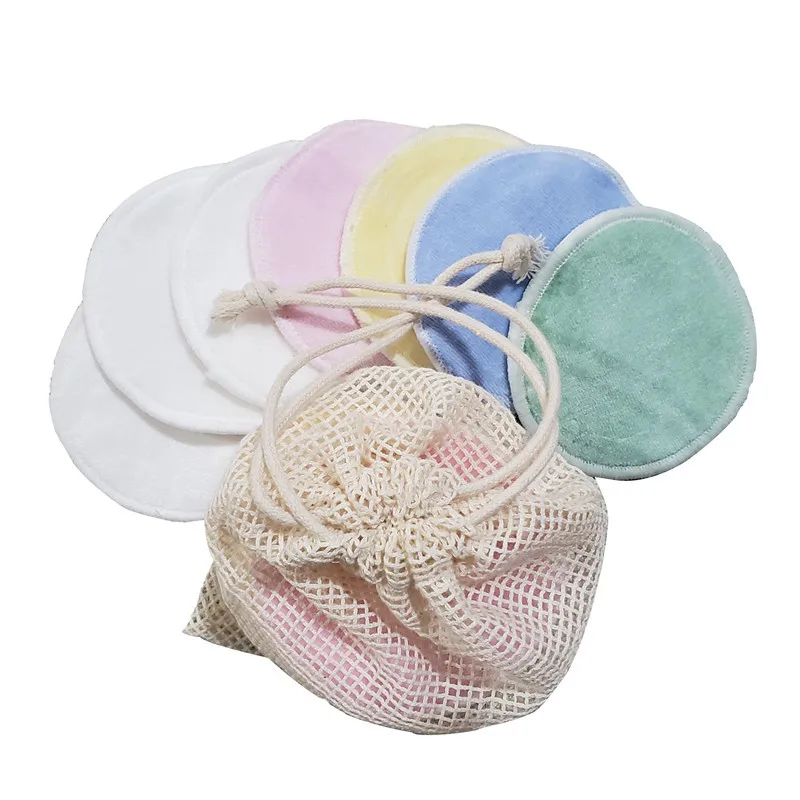 magic Reusable bamboo cotton make up remover pad washable With Laundry Bag