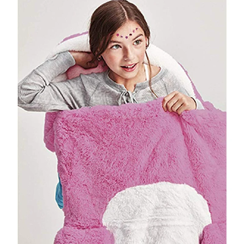 
Cartoon Furry Plush Fleece Zippered Unicorn Baby Sleeping Bag for Kids 